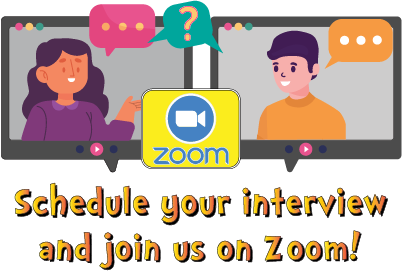 schedule your interview and join us on zoom