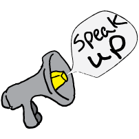megaphone with the words "speak-up"