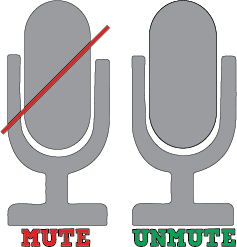 Image of 2 microphones. One is muted. One isn't muted.