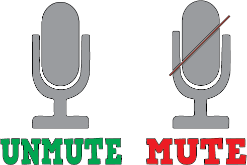 Image of 2 microphones. One is muted. One isn't muted.