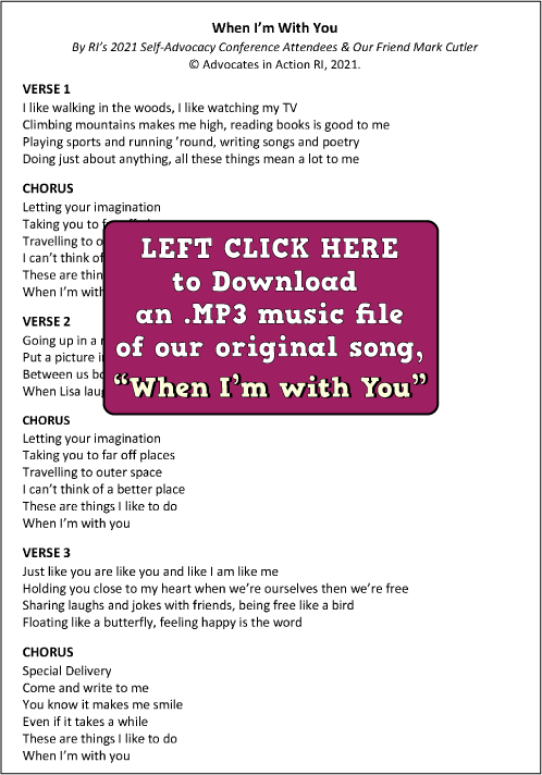 Left click here to download an mpe music file of our original song, "When I'm with You"