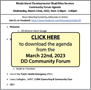 click here to download the agenda for the March 22nd, 2023 DD Community Forum