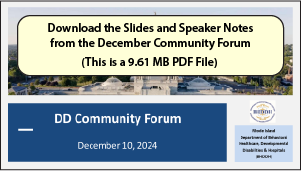 Download the Slides and Speaker Notes
from the December Community Forum
(This is a 9.61 MB PDF File) 