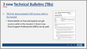 Download Technical Bulletin 25-01 about paying for DSP services while in the hospital