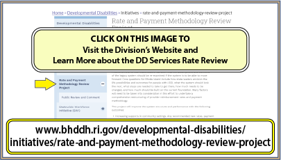 CLICK ON THIS IMAGE TO Visit the Division’s Website and Learn More about the DD Services Rate Review at: 
