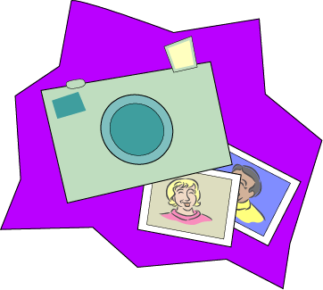 clipart image of a camera with 2 photographs