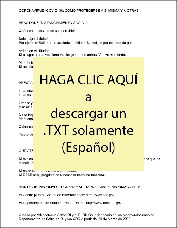 HAGA CLIC AQUÍ a descargar un .TXT solamente (Español)