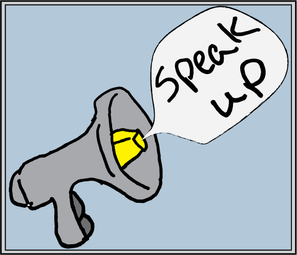 megaphone with the words "speak-up"