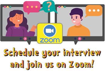 schedule your interview and join us on zoom